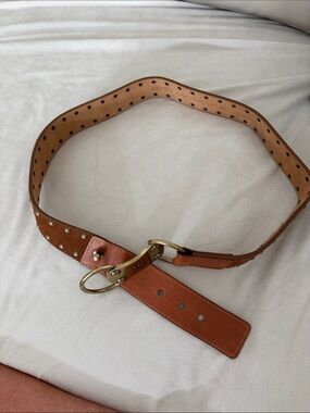 Michael Kors Brown Leather Belt with Gold Hardware and Studs